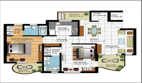 Featured image of Arvind Lakeview 2 BHK Apartment Floor Plan