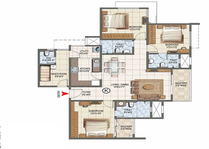 Featured Image of Arvind Oasis 3 BHK Floor Plan